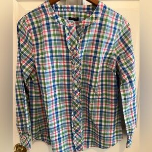 Talbots Multicolor Plaid blouse, PM, Cotton/Linen